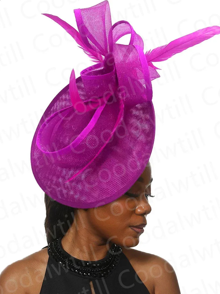 Bride Pillbox Red Fascinator Hat Femme Wedding Chapeau Women Formal Event Tea Millinery Cap Feather Royal Ascot Race Headpiece 241217