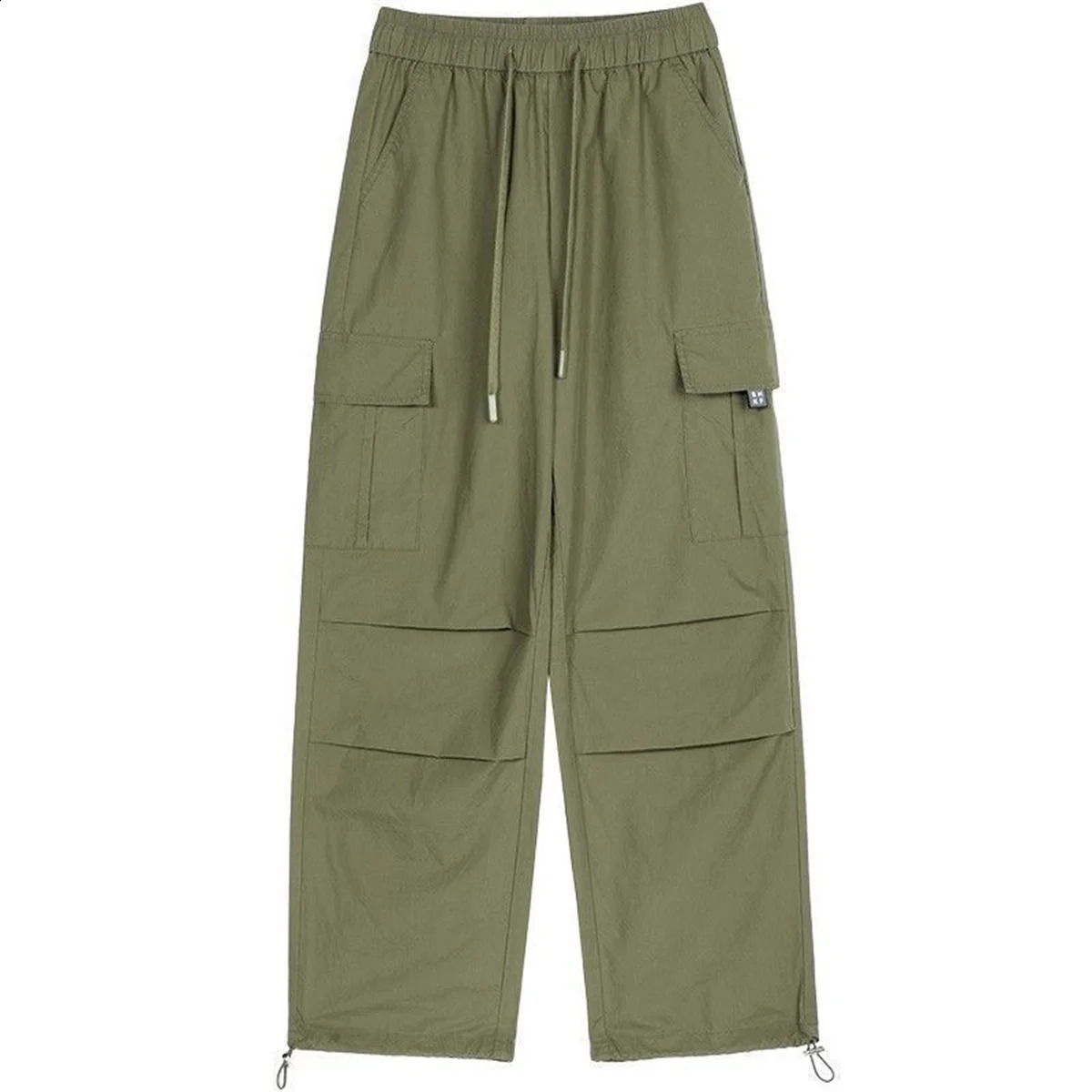 Green womens technology pants brushed black low waist wide leg mens oversized sports pants bagged runners street clothing commodity pants 241217