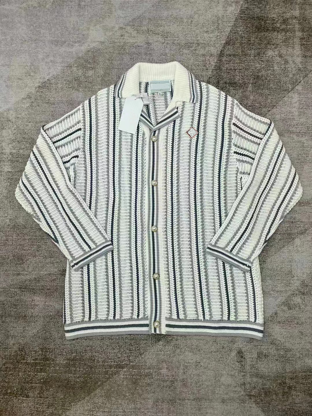 24aw tn Casalogan High Quality Top Designer Knitted Shirt Jacket Men New Fashion Button Cardigan Lapel Striped Fashion Long Sleeved Wool Knit Pullover Sweater Coat