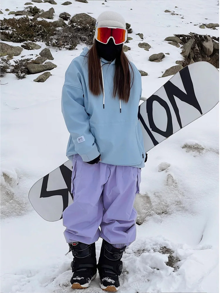 Women Outdoor Windproof Waterproof Warm Violet Color Snow Trousers Oversize Ski Pants Winter Ski Snowboard Pants Cargo Pants 241216