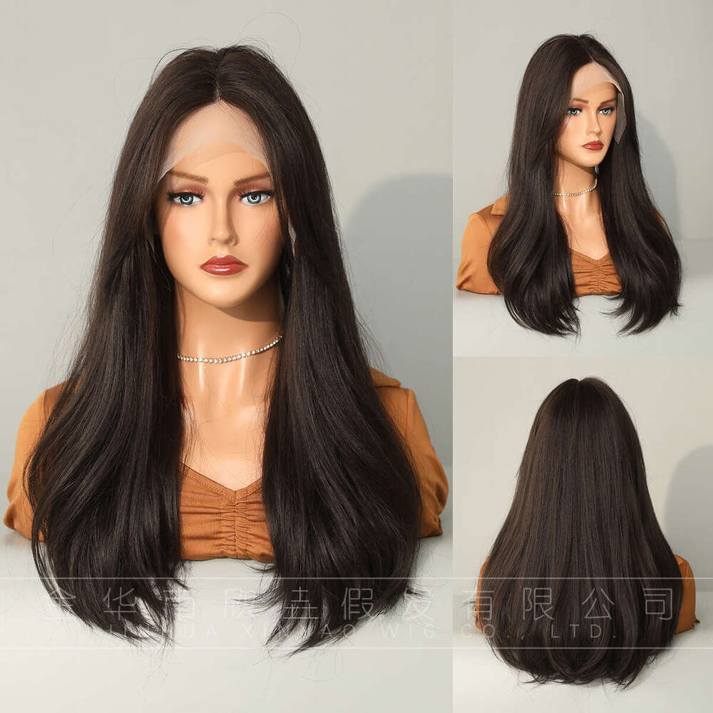 Wig Wigs, Hand Woven T-Shaped Lace Long Hair, Center Split Micro Curled Elastic Mesh, Synthetic Fiber Hair Wig, 23In Kq9 Kq9