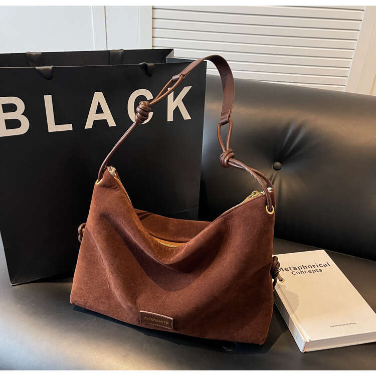 Suede Women's Large Capacity New Autumn And Winter Retro Single Shoulder Tote Bag, Commuting Dumpg Bag