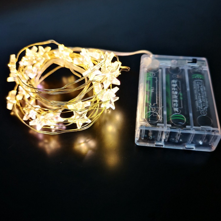 Battery Operated Small Star Lights - Elegant Copper Wire LED Ornaments for Holiday Decoration