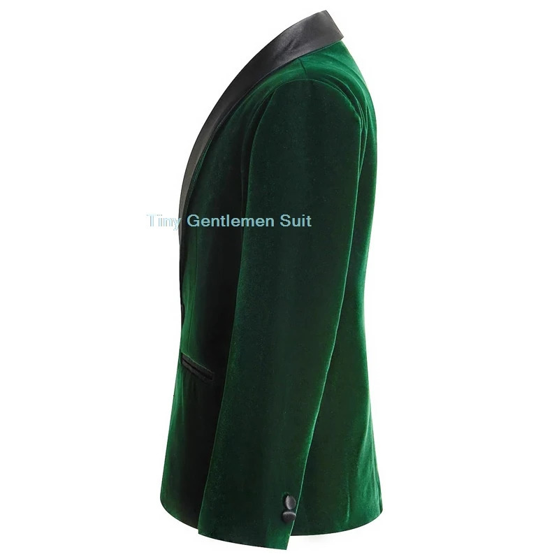 Mens formal green velvet suit childrens wedding ball party pography costume childrens jacket pants bow tie set 241216