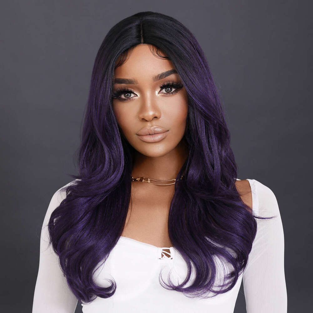 Small T Female Natural Black Medium Split Long Curled Synthetic Hair T-Part Lace Wig Kq9 Kq9