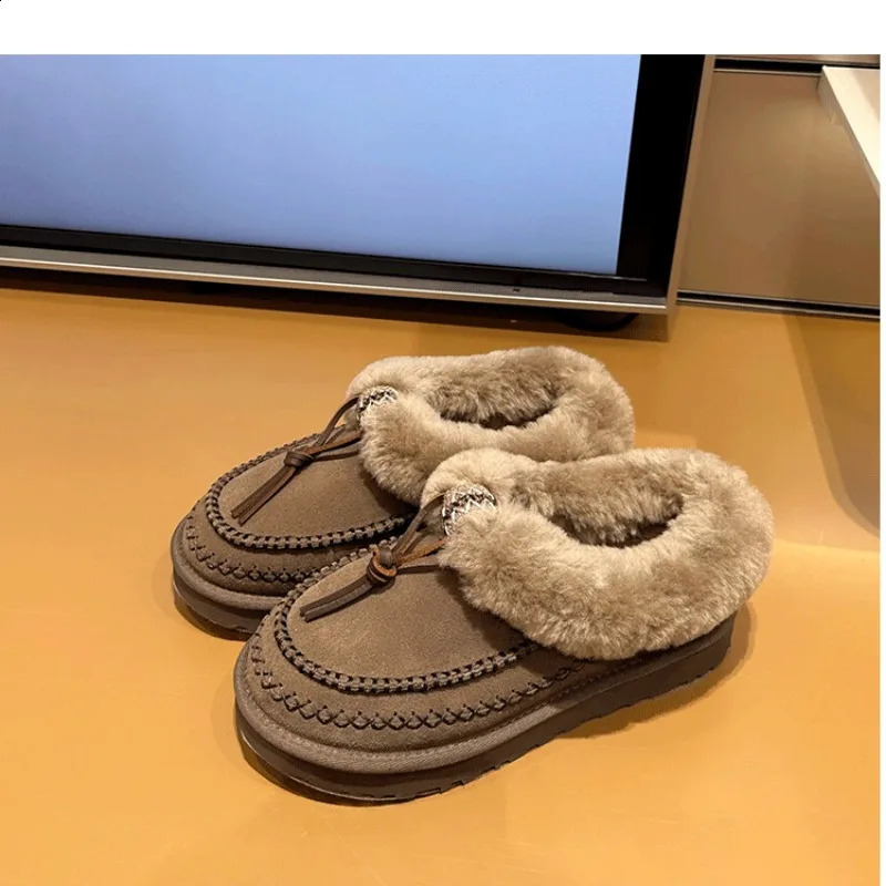 Fur Warm Platform Cotton Slip Womens Mule Shoes Suede Snow Boots Winter Flip Shoes 2025 Trend Ankle Botas Mujer 241213 - view 7