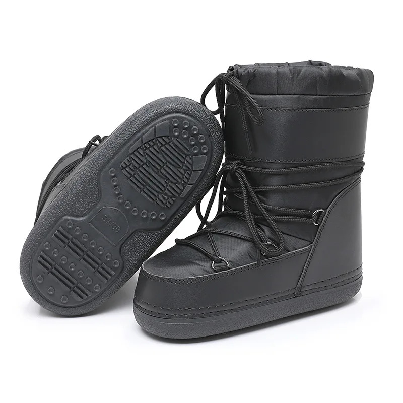 European Women's Waterproond Non-Slip Cloth Space 2024 New Platform Heels Short Tube Thickened Warm Snow Boots