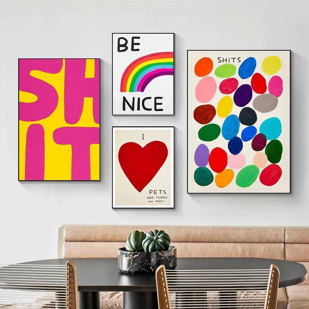 David Shrigley Tiger Penguin Whale Shell Cat Wall Art Nordic Poster Prints Canvas Painting Wall Pictures for Living Room DecorXJ2411216