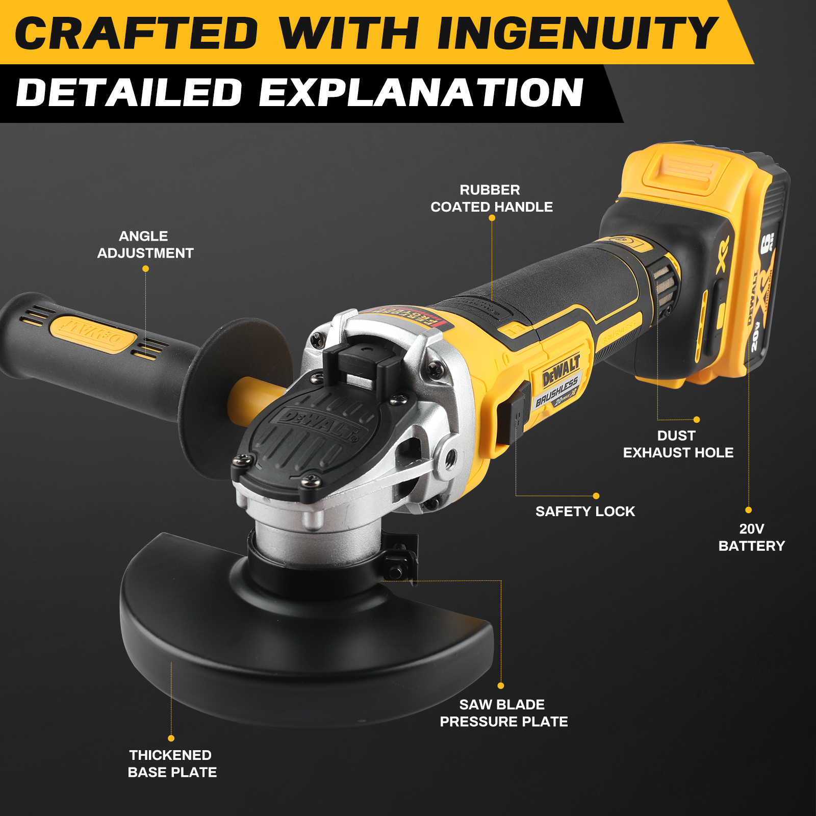 Dewalt DCG405NT 125mm Grinder Grinder Tool Wireless 20V Power Tools Electric Grinder Angle Grinder Brushless Sander Angle Cutt (only tool)