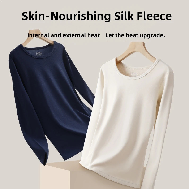 Couple Cashmere Silk Thermal Underwear Round Neck Traceless Autumn Winter Warm suit Heating Autumn Long home Clothes Pants 241216