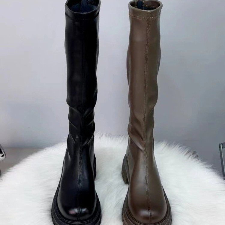Soled Ddmywed Long For Women In Korean Version Popular Versatile Fashionable Casual Knight High And Thick Boots Motorcycle Chinese Brand Shoes F Ddmys