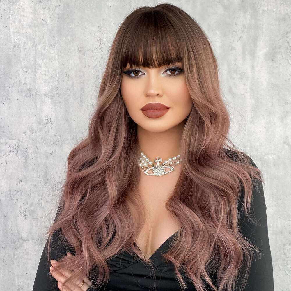 Wave Curled Wig, Fashionable, Straight Bangs, Hair, Fluffy, Natural, Large Waves, Sexy Long Curly Hair Kq9 Kq9