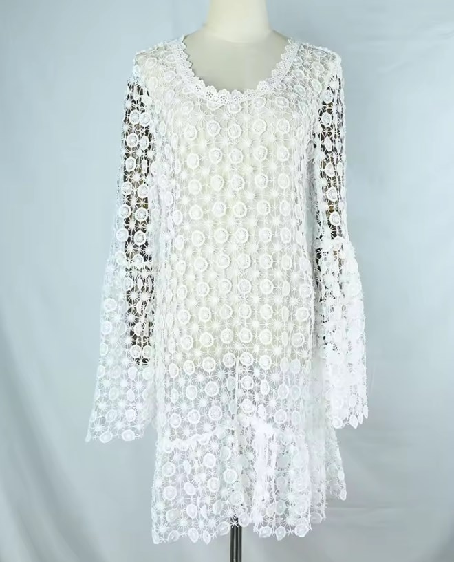 Women Beach Wear Sexy White Lace Cover Up Women Swimsuit Sexy Bikini Backless Beach Dress Summer Swim Beach Wear
