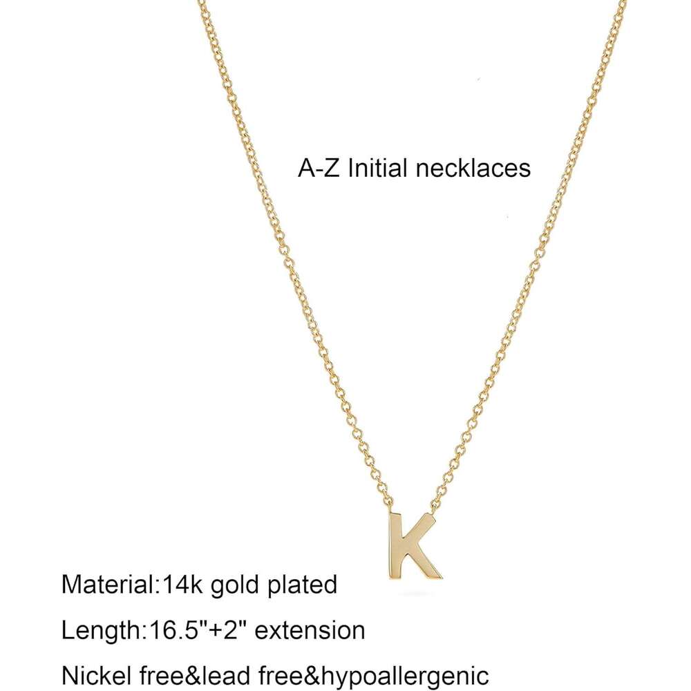Women, 14k Plated Dainty Tiny Initial Pendant Necklace Cute Letter Name Choker Necklaces Simple Gold Jewelry for Women Gifts