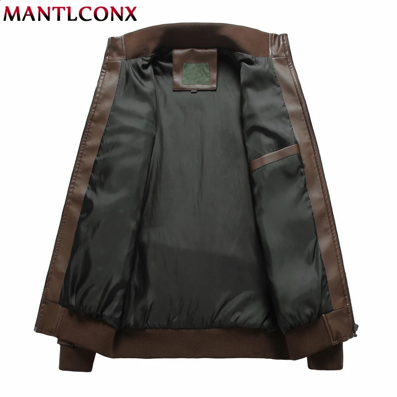Zip Up Leather Jacket Mens Autumn Winter Vintage Motorcycle for Men Fashion Biker Coats Male Outerwear Windbreak 241217