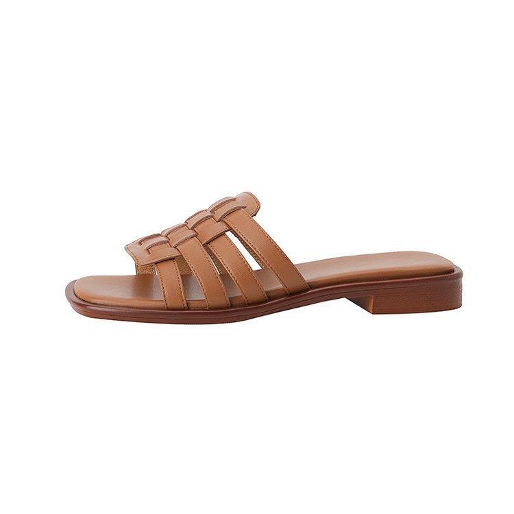 Women Slippers Woven Sandals Outdoor Wear New Style Open Toe Casual Beach Vacation Versatile Triple Beige Brown Free shipping