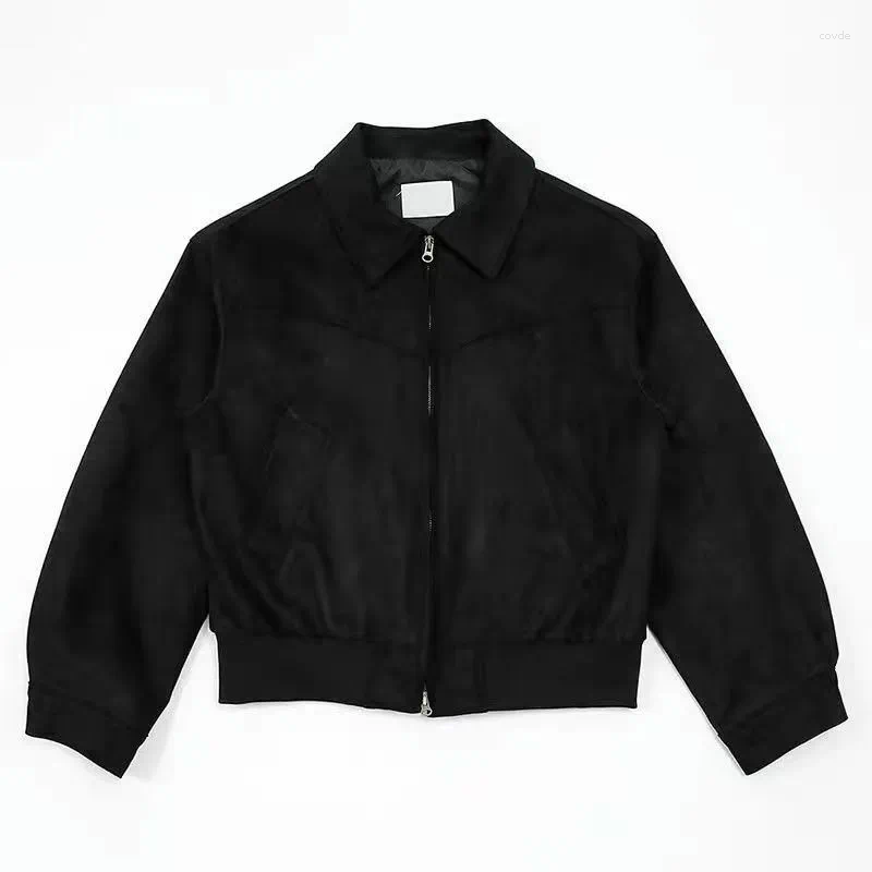 Men's Jackets Autumn Loose Lapel Veet Retro Suede Toog Short Jacket For Men
