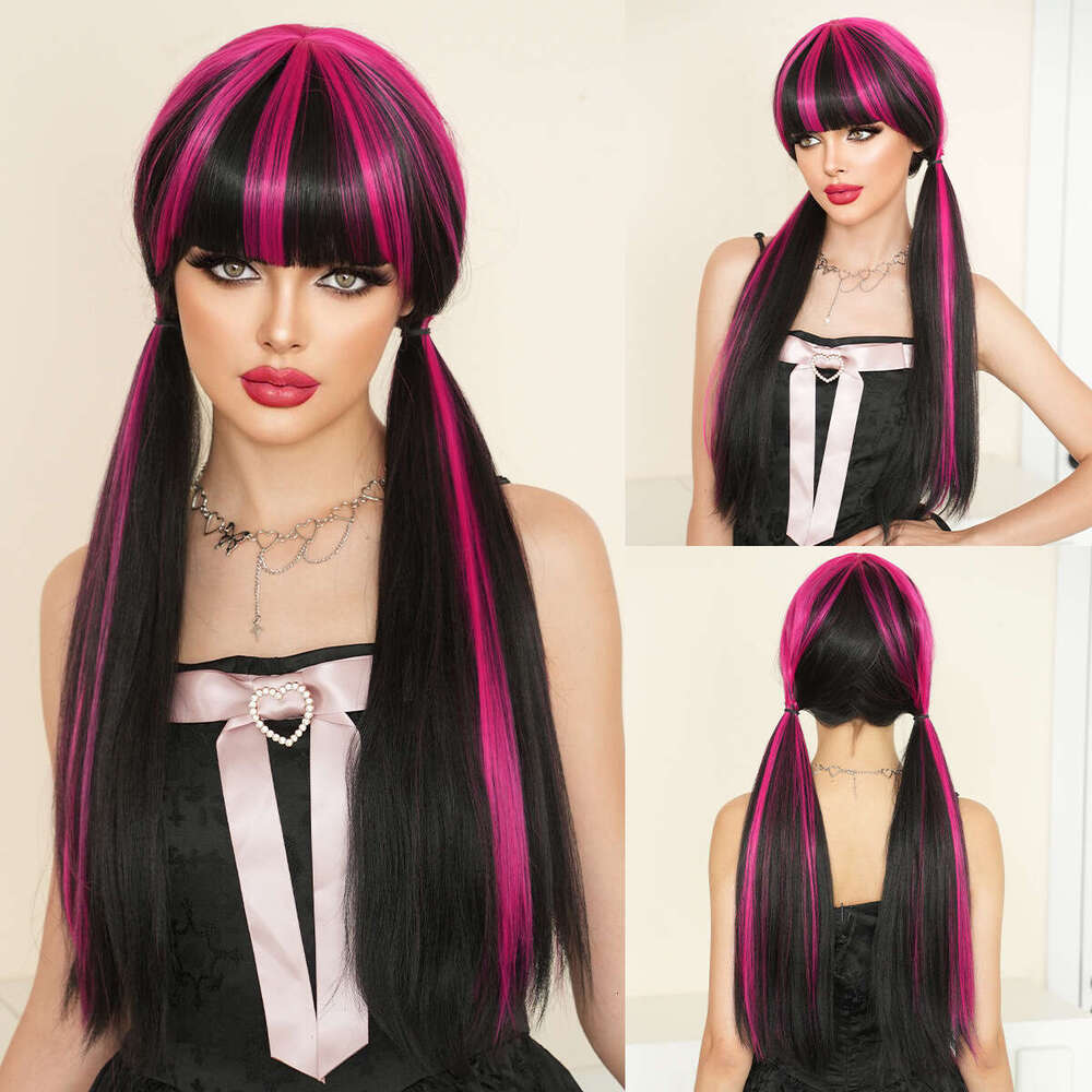 Dekulaila Halloween Female Cosplay Long Straight Hair Dyed Red High-Quality Role-Playing Street Wig Kq9 Kq9