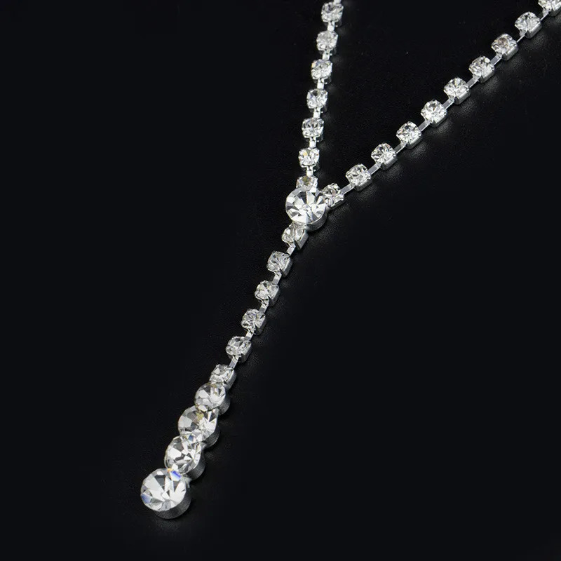 Fashion pendant crystal jewelry set necklace earrings bride bridesmaid wedding accessories 241212