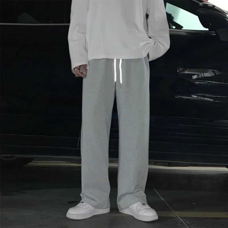 High Quality Summer Casual Pants Men Fashion Gray Black White Wide-leg Pants Men Streetwear Loose Straight Sweatpants Mens Joggers Trousers T241217