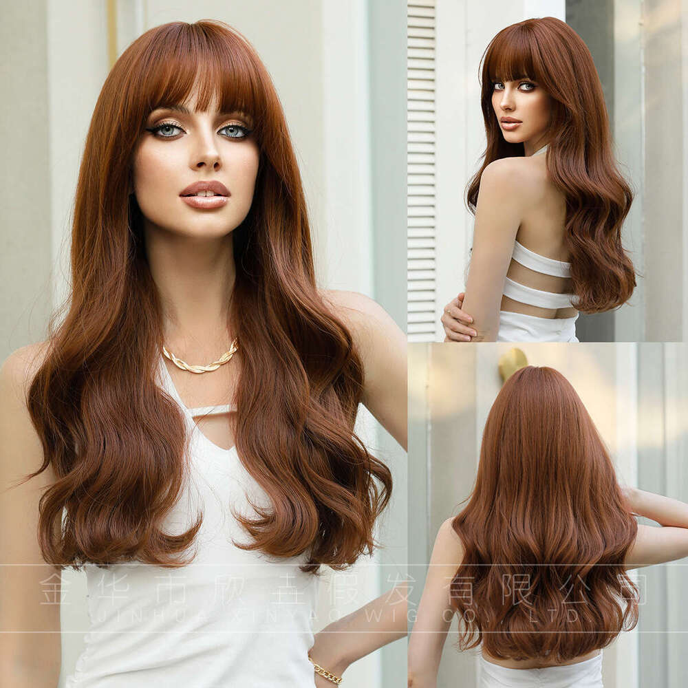 |Multiple Options | Wig Long Curly Hair For Women With Bangs, Big Waves, Synthetic Full Head Wig Kq9 Kq9