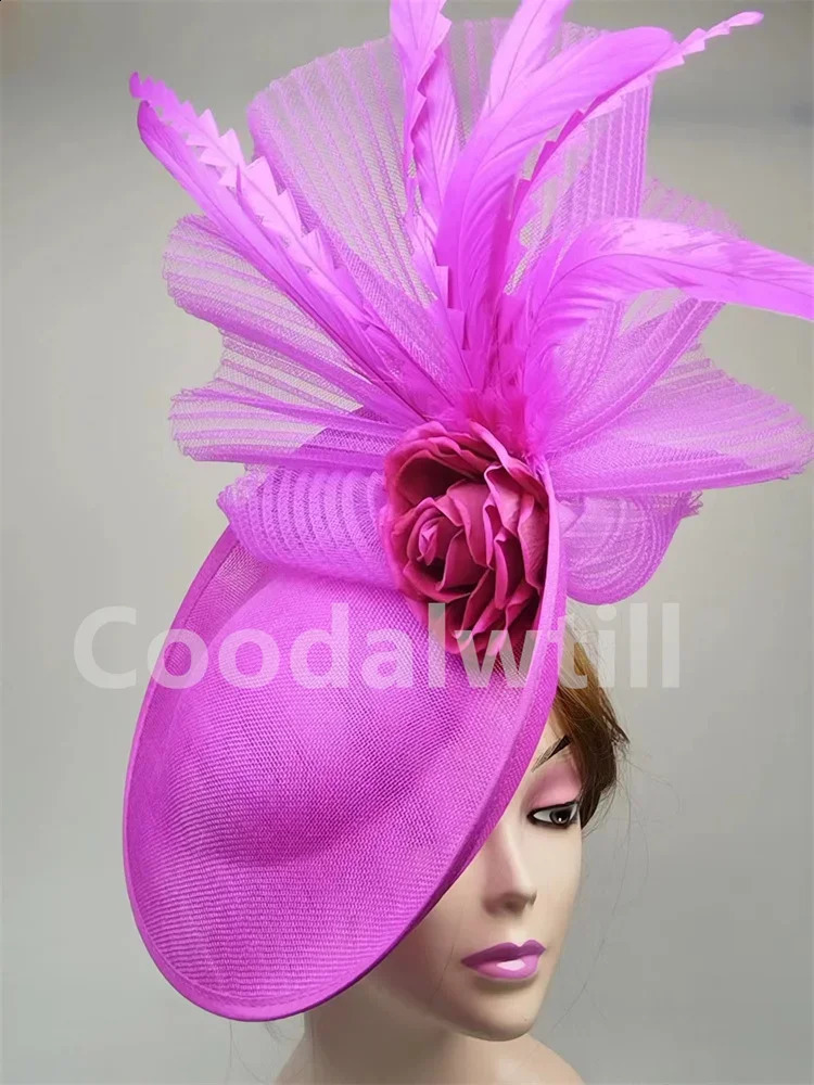 Flower Fascinators Hats Party Wedding Women Pillbox Cap Elegant Ladies Church Ocn Race Millinery Cap With Net Hair Access 241217