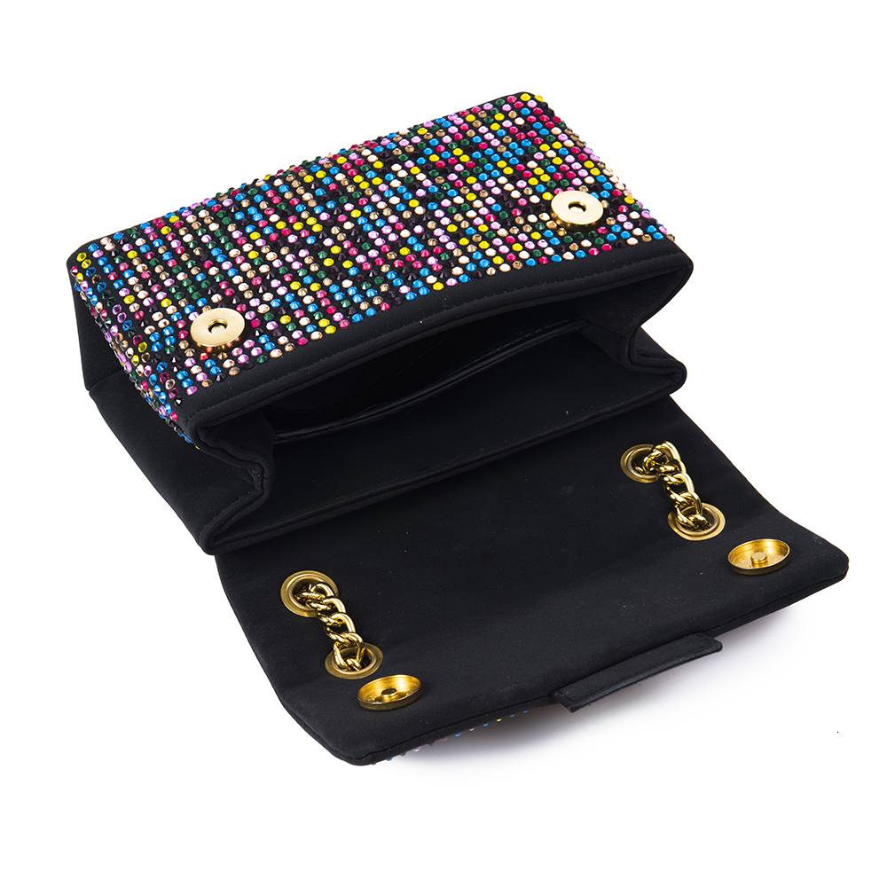 New Arrival Rainbow Suede Women Purse Jointing Colorful Cross Body Shiny Artificial Dia Dinner Bag