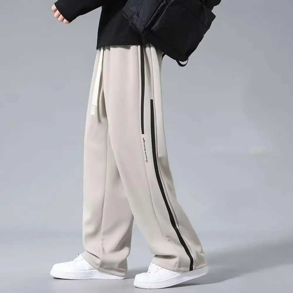 2025S Fashion Designer High Quality Pants Mens Wide Leg Drawstring Sweatpants Soft Breathable Casual Trousers For Sports Jogging Elastic Waist