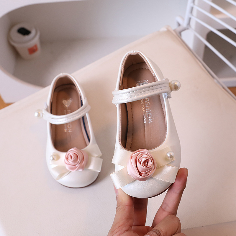 Children Leather Shoes Princess Fashion Flower Mary Janes Baby Shoes Kidsnest Toddler Flats Kids Dance Performance Girl Dress Shoes Sizes US 7C-2.5Y