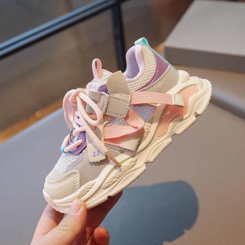 Childrens mesh breathable TPR casual sports shoes sports shoes childrens boys and girls running shoes childrens tennis 3-6 years thick sports shoes 24