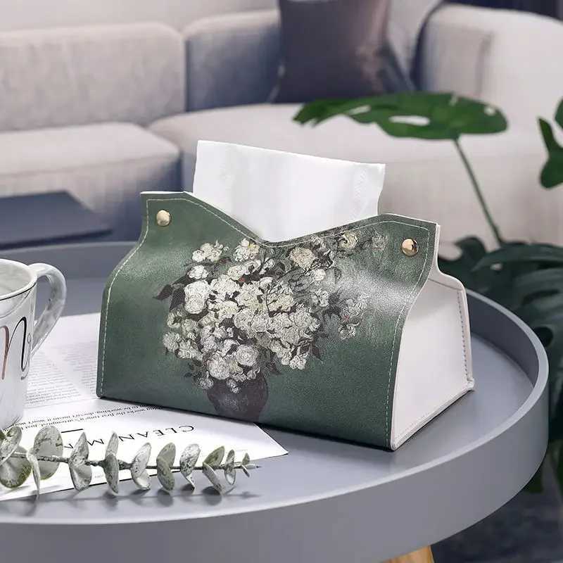 Nodic dust-proof napkin holder foldable tissue box He Off environmentally friendly PU leather desktop accessory storage Y241218