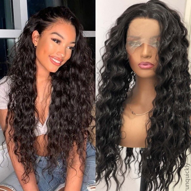 13x4Lace Front Synthetic Wig Fashion Women Stylish 180Density Rose Pink Long Natural Deep Wave Curly Wigs Dark Root Daily Heat Resistant Fiber Look Li