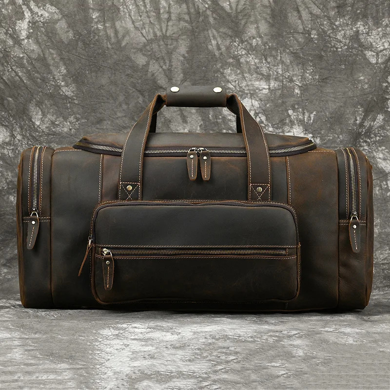Large Capacity Leather Luggage Bag For Men Male Travel Bag Duffle Bags Weekender Bags On Luggage Over Night Handbags For Man 241212