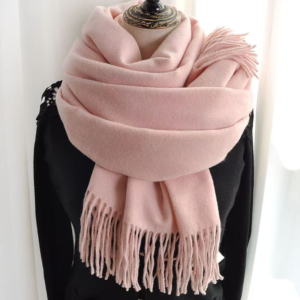 T012 solid color cashmere scarf female winter thick warm Korean version cold autumn and winter student all-match thick long scarf