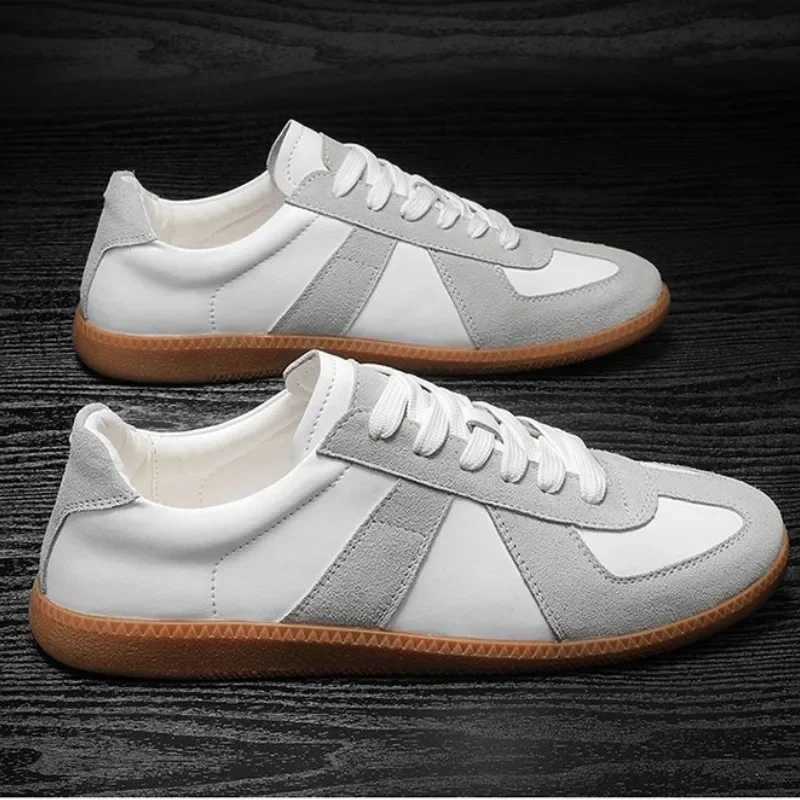 Patchwork Vintage Casual Sports Shoes for Men Leather Hiking Sneakers Women Platform Walking Athletic Shoe Unisex White Loafers Y241217