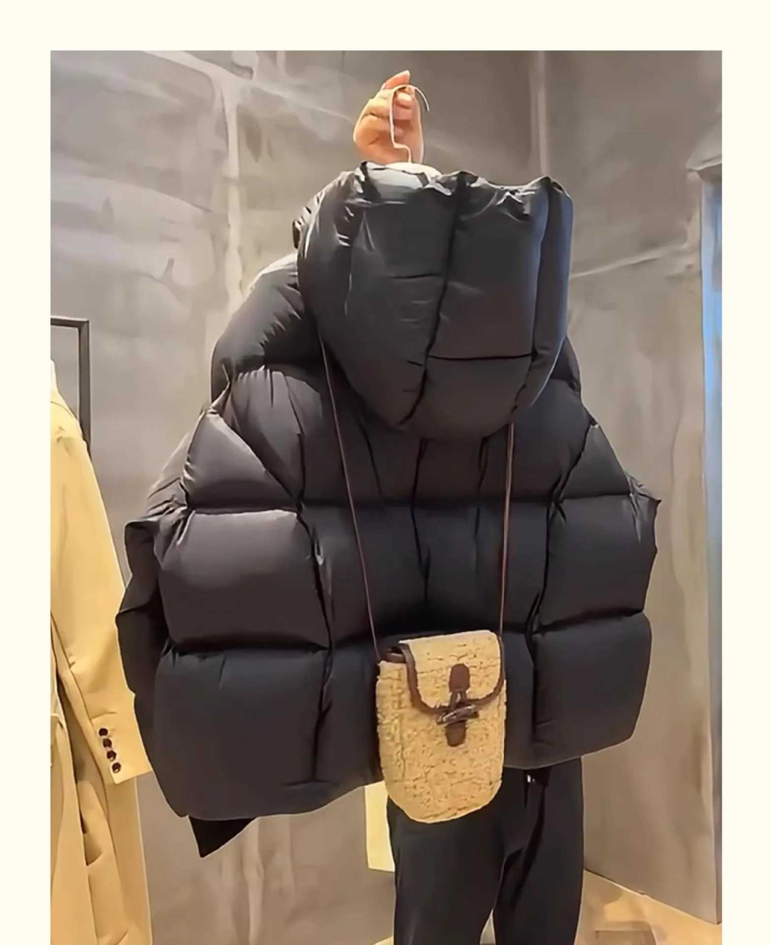 AAA Winter Korean Single Breasted Parkas Chic Jacket For Women Black Outerwear Fashion Warm Casual Basics Thick Solid Coat M241218