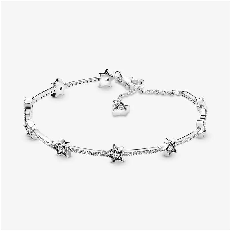 Charm Bracelets Stars Celestial Link Bracelet For Authentic Sterling Sier Hand Chain Wedding Jewelry Women Girlfriend Gift Designer W O