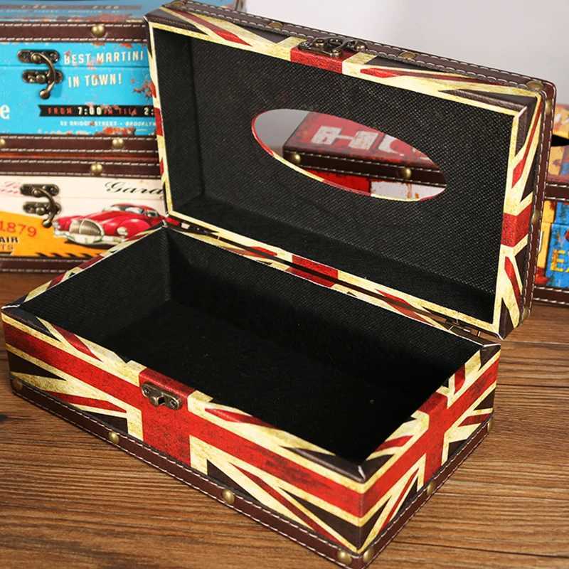 Nordic retro tissue box leather waterproof wooden tissue box creative desktop organizer handmade gift box Y241218