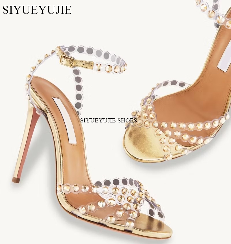 2023 New Brand Sequined Crystal Women Sandals Sexy Spike High Heels Gladiator Sandals Summer Wedding Prom Shoes Sandalias Mujer