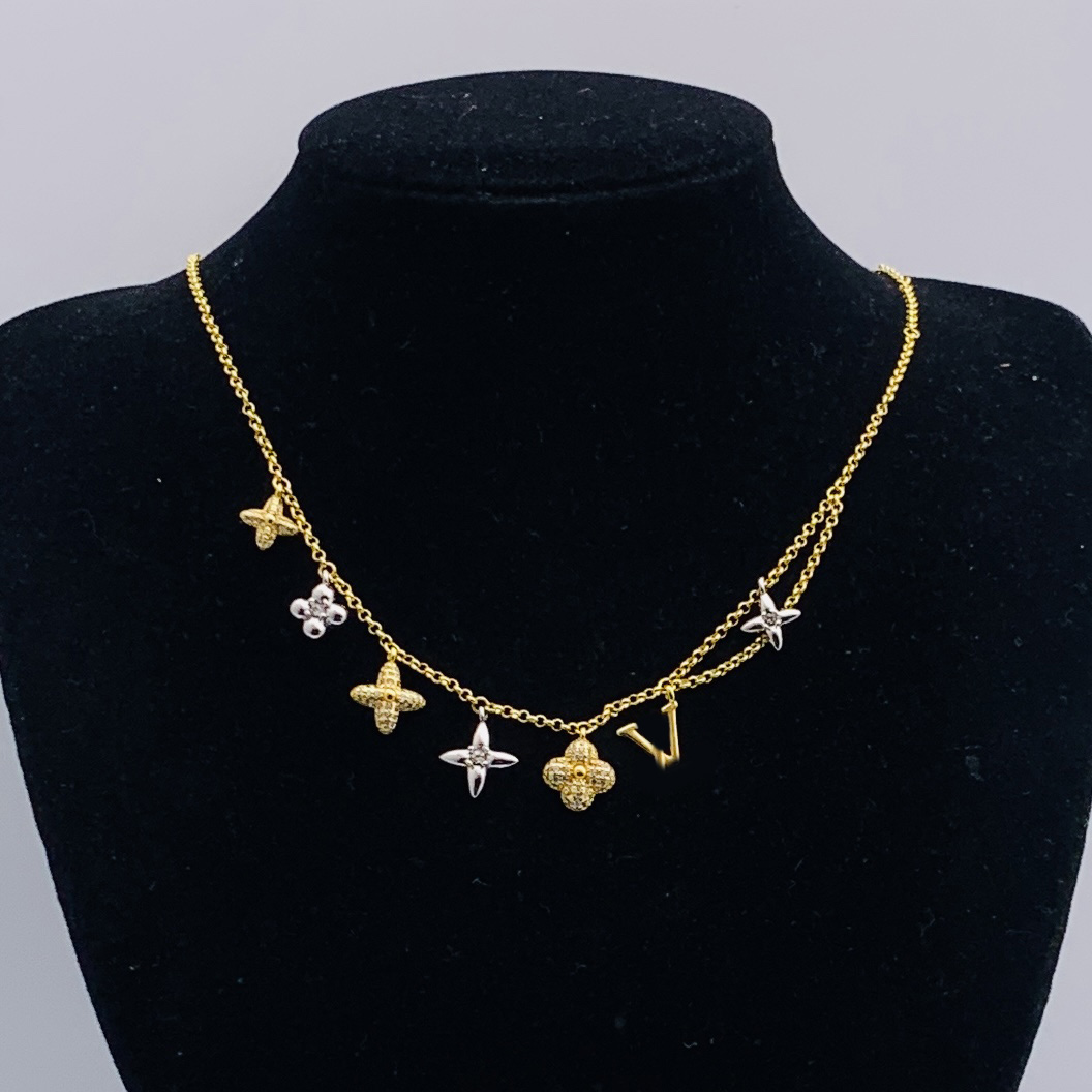 Designer Necklace Luxury Crystal Flower Charm Pendant Necklace Gold Silver Plated Chain Stainless Steel Chokers For Women Men Diamond Jewelry Christmas Gift