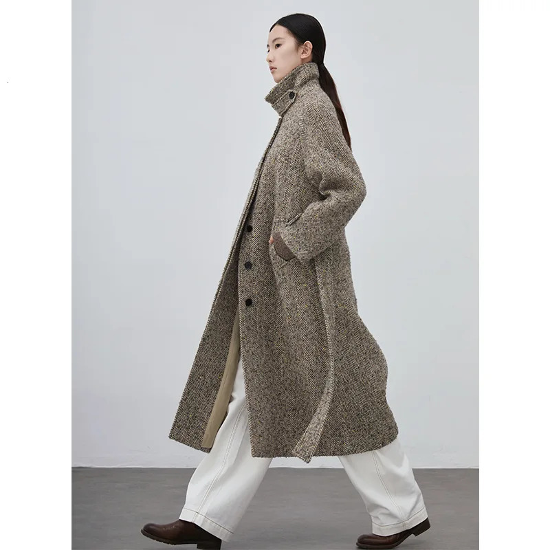 Colourful Herringbone n Wool Coat Womens Autumn and Winter Alpaca High Quality
