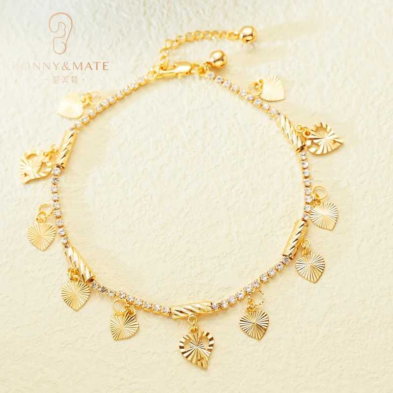 gold-plated womens with adjustable zirconia designer heart-shaped tennis chain beach pendant ankle bracelet fashion jewelry W241217