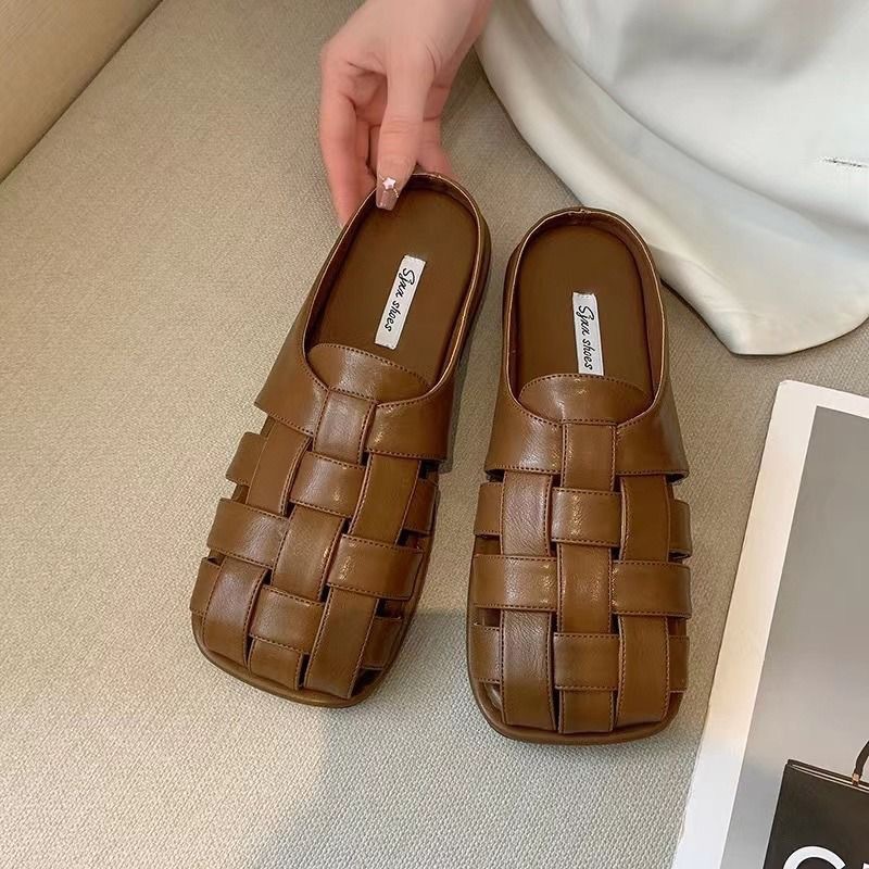 Free Shipping New Baotou Half for Women's Summer Outerwear Flat sandals French One Step Stepping Cool Slippers 3254 8d1