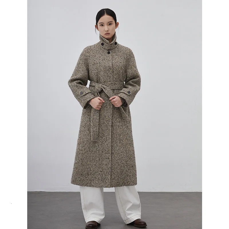 Colourful Herringbone n Wool Coat Womens Autumn and Winter Alpaca High Quality