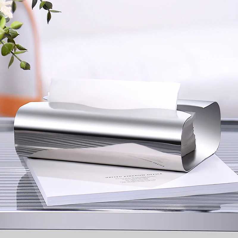 Nordic luxury stainless steel tissue box used for living Ro desktop tissue holder silver plated paper storage box Y241218