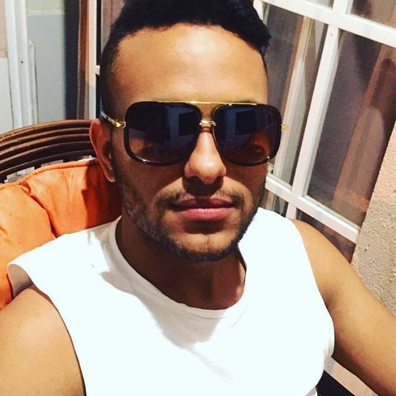 Oversized Square Sunglasses Men Mach One Luxury Brand Women Sun Glasses Male Retro Vintage Steampunk Metal Classic Flat Top Mirror Gold JH04 IVISTA