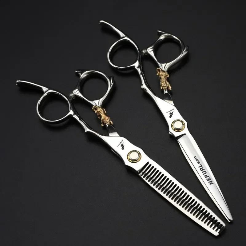Professional JP440c Steel 6 Upscale Golden Tiger Hair Scissors Cutting Barber Haircut Thinning Shears Hairdresser Scissors 241217