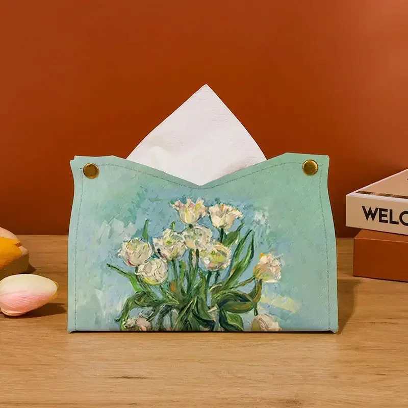 Nodic dust-proof napkin holder foldable tissue box He Off environmentally friendly PU leather desktop accessory storage Y241218