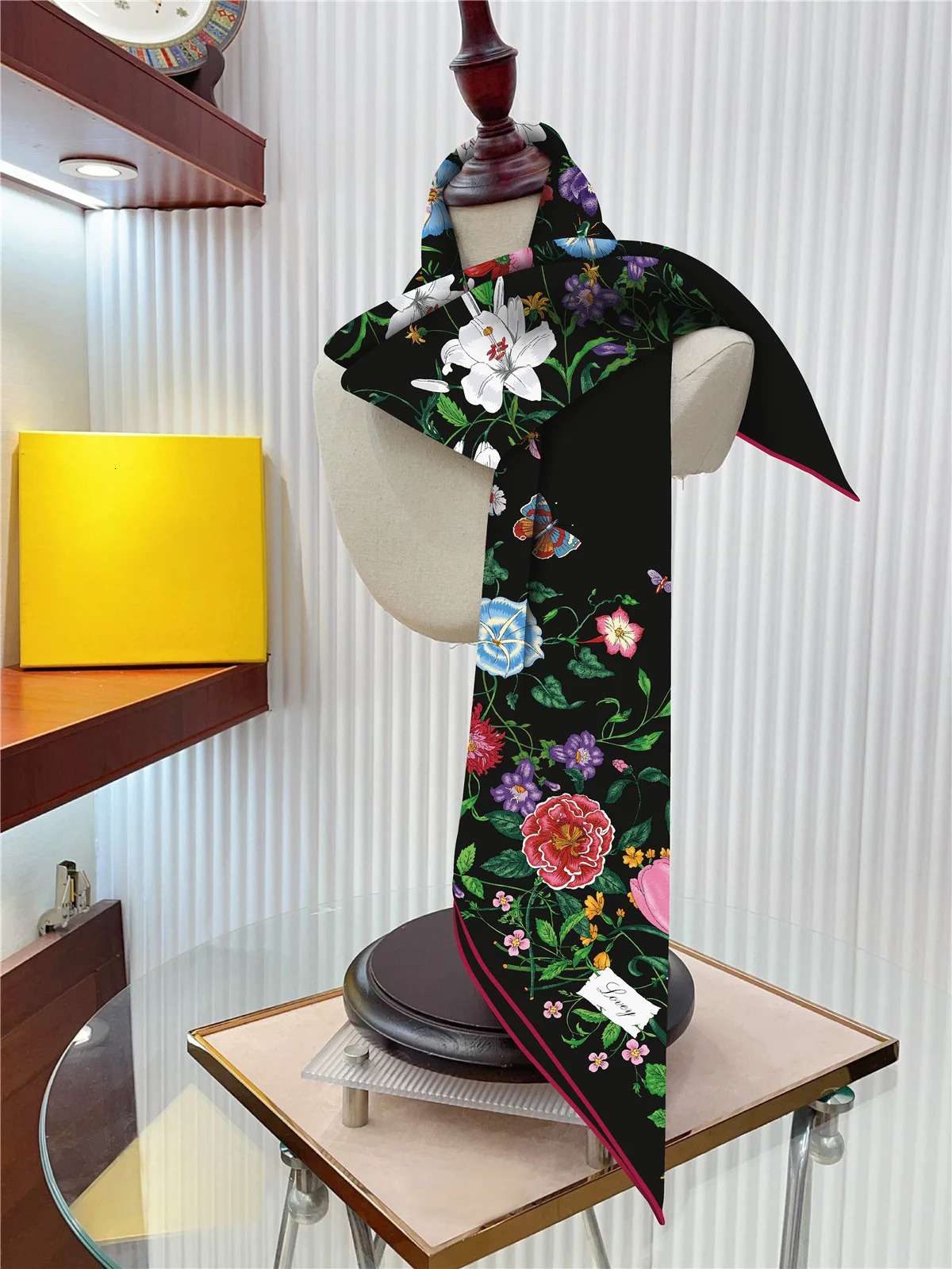 90cm Silk Scarf Women Plants Flowers Printed Square Scarves Head Echarpes Foulards Femme Wraps Shawls Bandana Lady Hijabs 241218