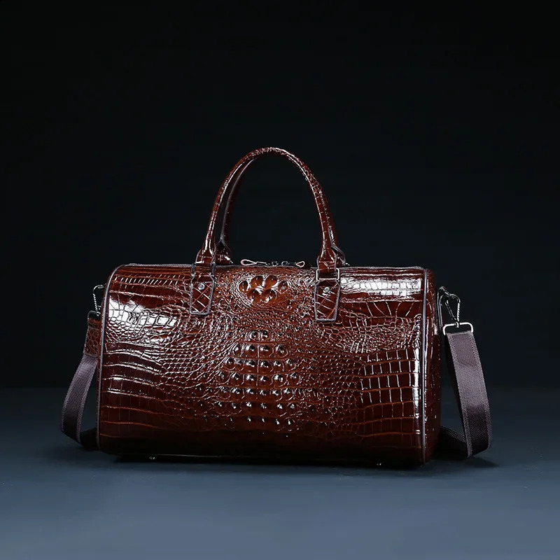 2024 Cow Genuine Alligator Leather Travel Bags Men Large Capacity Portable Male Shoulder Bags Travel Duffle Bag 241212